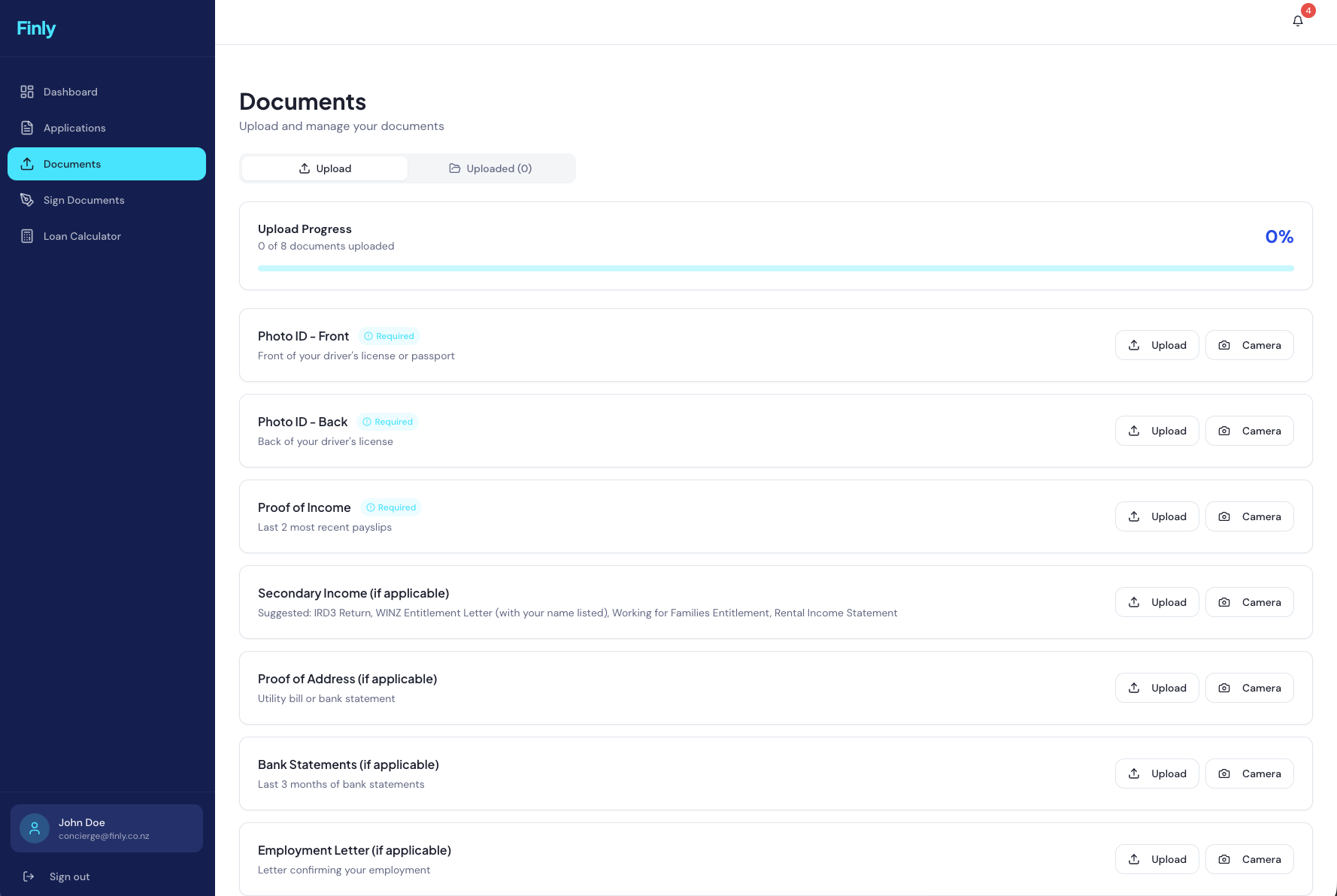 Upload documents